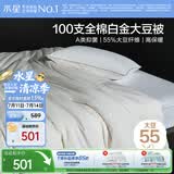 水星家纺被子春秋被100支全棉大豆被子秋冬被芯四季被褥约4.7斤200*230cm