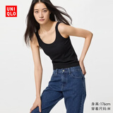 优衣库AIRism棉混纺Bra背心女装/加杯背心带胸垫485784 485784/09黑色 M