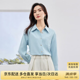尚都比拉商务休闲衬衫女春秋季通勤职业正装光泽感气质金属扣长袖衬衣上衣