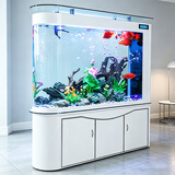 欧宝 鱼缸玻璃生态水族箱子弹头家用客厅屏风金鱼缸大型可定制 弧门款 侧滤 0.8米长