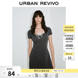 UR2026夏季新款女装休闲撞色边系带短袖连衣裙UYY750130 深灰 S