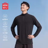 名创优品（MINISO）男士长袖t恤春秋季速干防晒半拉链立领打底衫上衣男款Z 黑色 XL