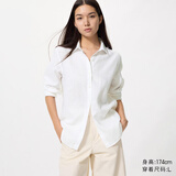 优衣库法国麻衬衫/长袖女装衬衣26春夏新款483868 00 白色 3XL