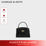 CHARLES&KEITH鳄鱼纹凯莉包手提斜挎婚包包女包生日礼物送女友CK2-50270880-1 Black黑色 S