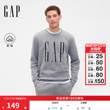 盖璞（GAP）男女装春款印花logo抓绒圆领卫衣合身上衣美版 灰色 645634 XS 美码 S亚洲码175/88A