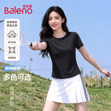 班尼路（Baleno）正肩修身短袖t恤女夏纯色百搭早八通勤上班圆领收腰显瘦高弹上衣