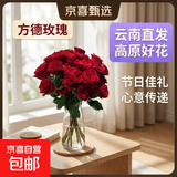 【方德玫瑰】自营云南鲜花基地直发玫瑰花情人节生日礼物京东冷链 品牌40-50cm高原红10支