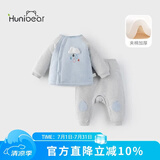 欢喜小熊宝宝棉服套装婴儿秋冬加厚夹棉外出保暖棉衣棉袄两件套婴幼儿衣服 蓝色 73 (建议7-9个月.身高66-73cm)