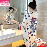 莫代尔轻奢冰丝睡裙春夏性感纯欲超薄衬衫外穿家居服蕾丝高级感睡衣女 满天星小熊【女神战袍】 均码 【80-150斤可穿】