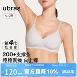 ubras【虞书欣同款】夹心软支撑小胸聚拢光面无痕内衣女无钢圈文胸罩 椰青灰色 S  70A/70B