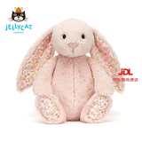 Jellycat害羞乳白色邦尼兔动物毛绒玩偶安抚玩偶娃娃送礼生日礼物 花布胭脂粉色邦尼兔（彻蕊） Medium