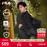 FILA斐乐黑武士|易烊千玺同款休闲男士背包双肩包电脑包老花书包 满印一-ZA XS