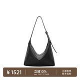 裘真（qiuzhen）【明星推荐】 经典hobo包植鞣牛皮腋下通勤休闲饺子女包 黑色-小号（羊皮） 小包/大包