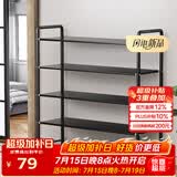 安尔雅铁艺鞋架门口多层置物架宿舍省空间出租房家用多功能鞋柜 5层黑色