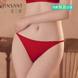 金三塔女式内裤真丝低腰性感片式光面三角裤4NZFDA296 焦糖红 1条 L