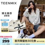 天美意女鞋平底复古德训鞋运动鞋女两穿小白休闲鞋新款