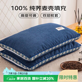 艾薇荞麦枕头睡眠硬枕头100%荞麦壳荞麦皮枕芯颈椎枕  荞麦蓝 35*55cm