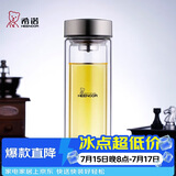 希诺抗菌玻璃杯双层防烫办公车载水杯男高档泡茶杯子XN-9607K 410mL