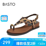 百思图【董璇同款】假日漫游夏坡跟夹趾厚底罗马女凉鞋F2520BL6 棕色 37