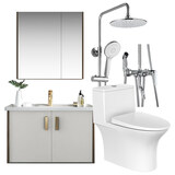 九牧（JOMOO）马桶卫浴浴室柜组合轻奢洗手盆柜花洒坐便器浴室柜套装  400坑距