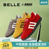 百丽（Belle）学院风跑道赛车鞋德训鞋女款商场款薄底板鞋E2K1DCM5 红色 34 (220mm)