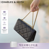 CHARLES&KEITH质感菱格链条小方钱包女包包女包生日七夕礼物送女友CK6-10680924 Black黑色 XS