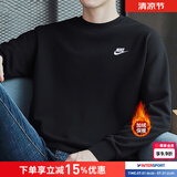 耐克（NIKE）卫衣男装 2026新款秋季运动休闲服针织长袖内搭舒适圆领套头衫 黑色/加绒/晒图退5 M (170/88A)