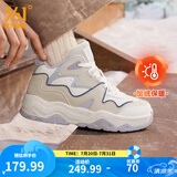 361°女鞋芋泥秋冬季新款棉鞋加绒加厚保暖高帮运动复古休闲老爹鞋子女 【东北级保暖】燕麦奶/羽毛白 37