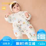 巴拉巴拉童装婴儿连体衣新生儿宝宝包屁衣服男女童冬装爬行服加厚保暖软萌 绿蓝色暖冬场景00315 80cm