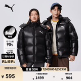彪马（PUMA）90绒短款鸭绒羽绒服男女同款冬季保暖亮面运动外套585408 黑色-01 2XL (190/108A)