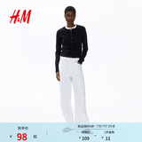 H&M女装毛针织衫夏季慵懒风休闲打底衫短款开衫内搭外套0579541 黑色001 M 165/96