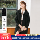 betu百图女装冬季新款毛呢外套赫本风高端羊绒大衣女双面呢 黑色 L