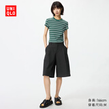 优衣库针织打褶中裤女装26春夏新款485178 09 黑色 2XL