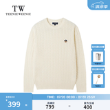 Teenie Weenie【云朵毛衣】小熊男装2025秋冬新品圆领绞花软糯针织衫男女同款 象牙白 M (170)