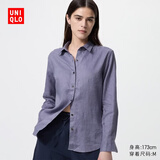 优衣库法国麻衬衫/长袖女装衬衣26春夏新款483868 74 紫罗兰色 3XL