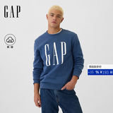 盖璞（GAP）男女装春款印花logo抓绒圆领卫衣合身上衣美版 灰蓝色 542214 L 美码 XL亚洲码185/104A 【偏大，建议拍小一码】