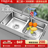欧琳（OULIN）厨房水槽双槽洗菜盆双槽0涂层SUS304不锈钢加厚洗碗槽左右任选