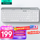 罗技（Logitech）K580无线蓝牙超薄静音键盘办公键盘笔记本电脑手机Mac平板ipad键盘双模外接键盘薄膜便携家用101键 超薄键盘-芍药白