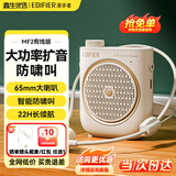 漫步者（EDIFIER）MF2小蜜蜂扩音器 教师导游导购讲解员教学专用便携无线大功率麦克风播放器有线语音随身耳麦音箱 云岩白有线版丨主机+头戴麦+腰带+电源线