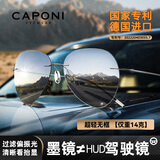 CAPONI无框太阳镜偏光变色墨镜男女HUD抬显镜开车专用驾驶日夜两用眼镜