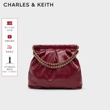 CHARLES&KEITH子母链条大容量流浪包托特包单肩斜挎包女包生日礼物CK2-40671449 【L号】Burgundy葡萄酒红色 L