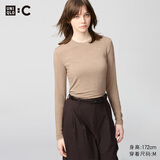 优衣库HEATTECH EXTRA WARM混纺圆领T恤/长袖女装9%羊绒478955 478955/32深米色 M