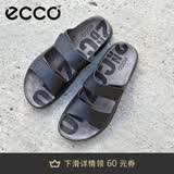 爱步（ECCO）拖鞋男 魔术贴勃肯鞋男士男鞋凉鞋外穿一字带拖鞋 科摩500904 黑色50090401001 42