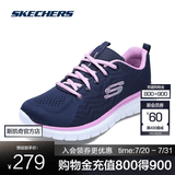 斯凯奇（Skechers）鞋运动鞋女款透气跑步鞋妈妈鞋健步鞋轻便慢跑鞋子春夏季 12615-NVPK  海军蓝色/粉红色 38