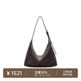 裘真（qiuzhen）【明星推荐】 经典hobo包植鞣牛皮腋下通勤休闲饺子女包 咖啡色-小号（羊皮） 小包/大包