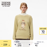 Teenie Weenie小熊女装时尚卫衣秋季简约印花圆领套头衫休闲风上衣 橄榄绿 S (160)