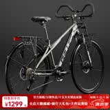 菲利普山地车长途旅行自行车成年人700c公路车川藏线越野变速公路山地车 CRV神秘灰【蝴蝶把-可锁前叉】 24速【线碟】27.5寸