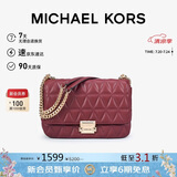 MICHAEL KORS礼物轻奢MK女包SLOAN链条单肩斜挎腋下包 大号 酒红色礼物