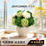 JoyFlower永生花高级摆件绣球芍药景德镇陶瓷花瓶结婚新婚生日礼物送女朋友