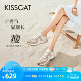 接吻猫KISSCAT舒适女鞋德训鞋白鹿同款曲奇秋冬厚底休闲阿甘鞋女 燕麦曲奇色 （赵昭仪同款） 36